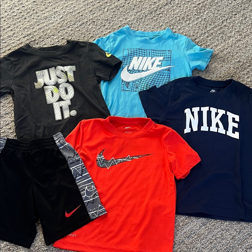 Nike Kids Graphic T-Shirts and Shorts Set - Black, Blue, Red